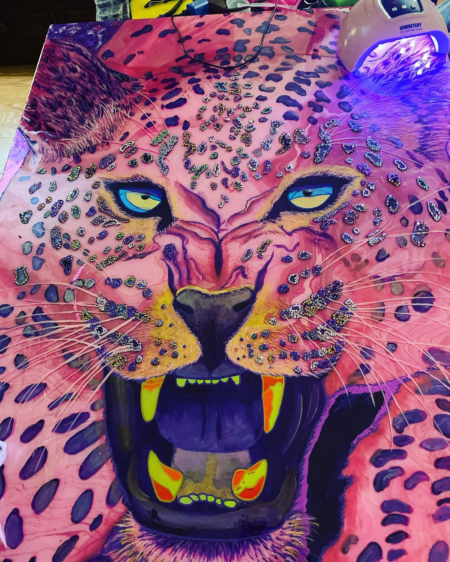 This Jaguar is my first in my new series Ferocious Females. I&rsquo;ve already started the base painting for the next one in the series. Follow along for more. 30x40 acrylic overpainting on canvas.