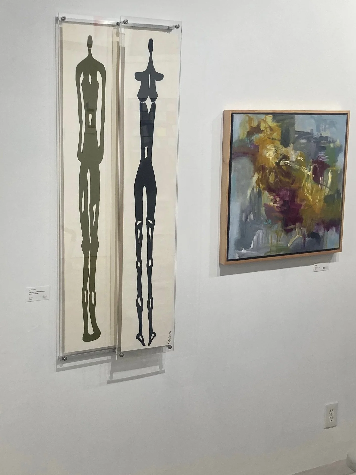 This new piece - a diptych framed within plexiglass with a stainless steel bar- was just hung in The Collection room @dartgallerydenver. It measures 18 x 51 x 2 in. And is part of my &ldquo;after Giacometti&rdquo; series. Please stop by the Gallery a