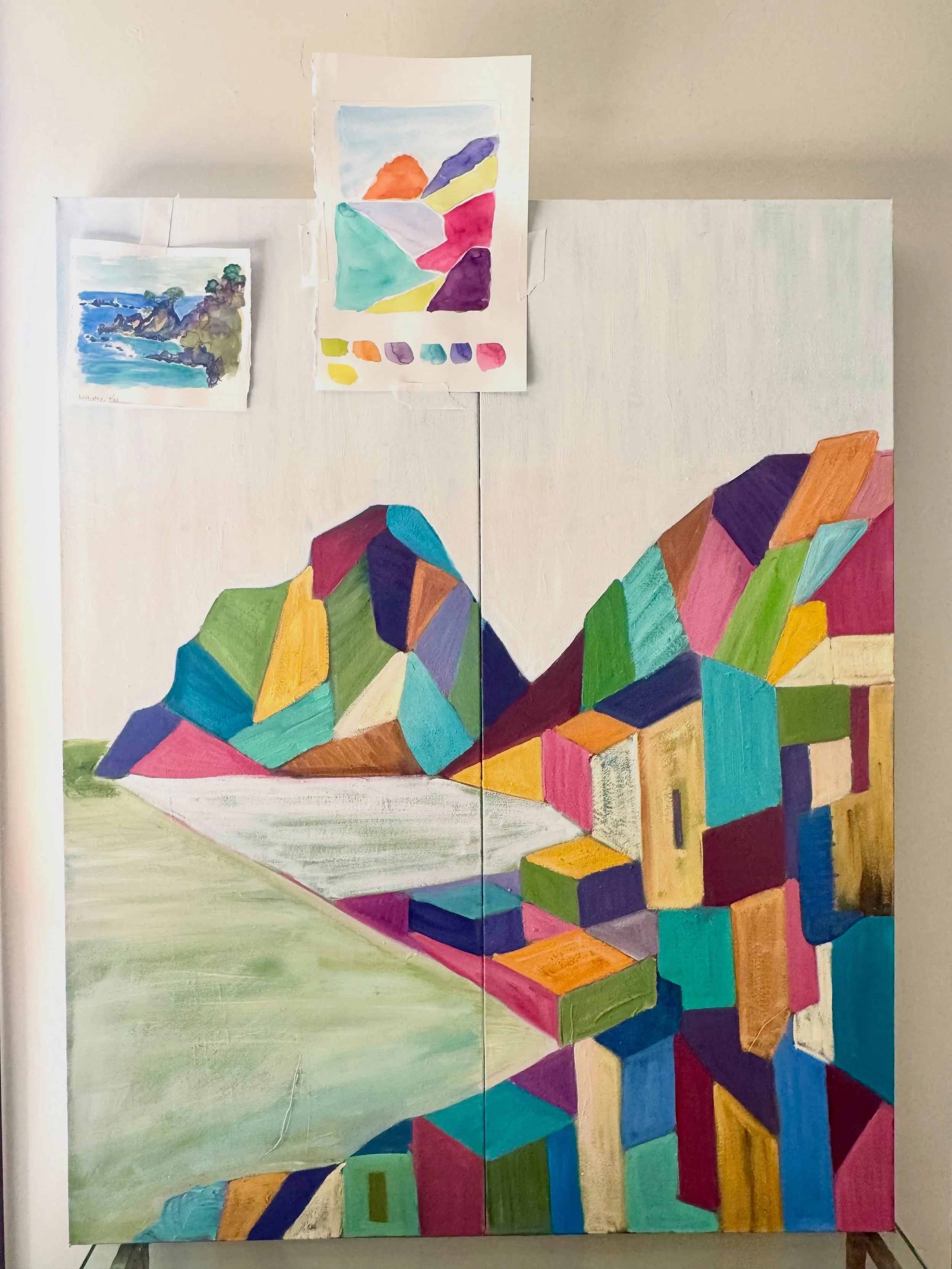 I&rsquo;ve been working on deconstructing the landscapes I sketched in Spain last month and then reassembling them to capture a sense of place.  Returning to landscapes for inspiration helps ground my observational skills but sometimes the beauty of 
