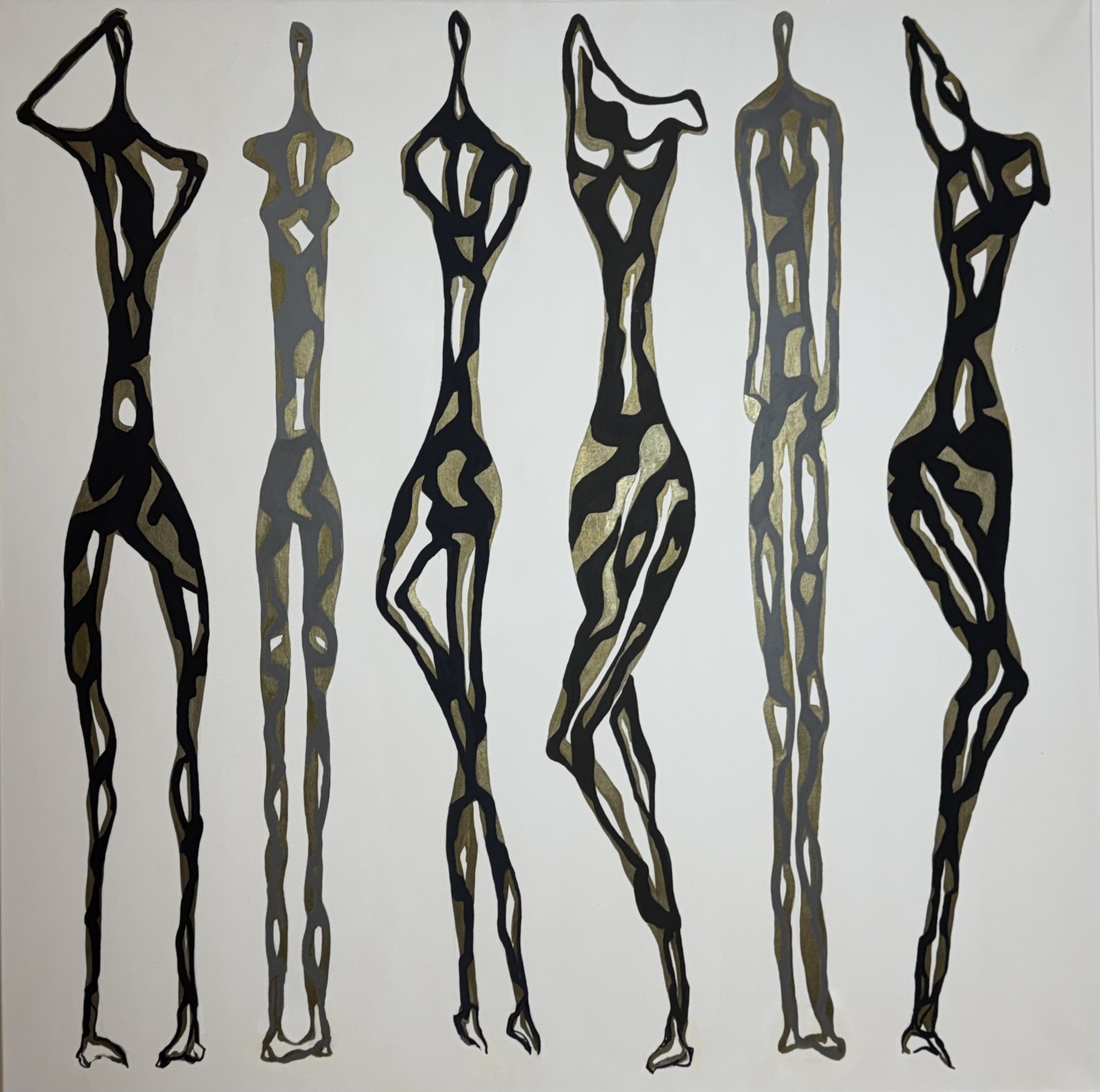 5 Figures (after Giacometti), No. 2, 48x48 in.