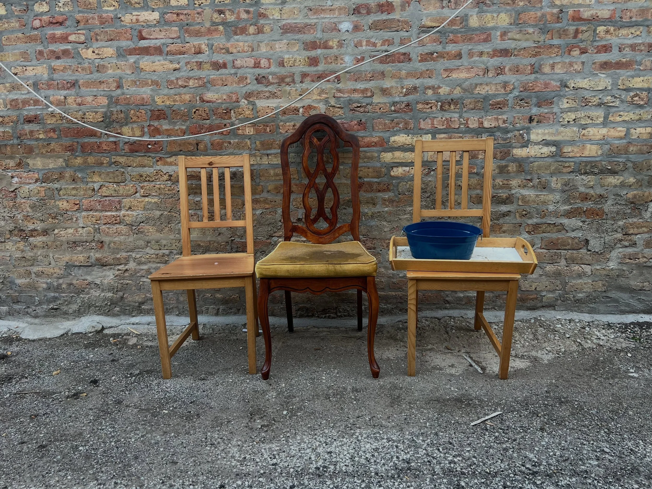 one little 🪑 
two little 🪑 🪑 
three little chairies 🪑 🪑 🪑 
sitting in the
sitting in the
sitting in the alley