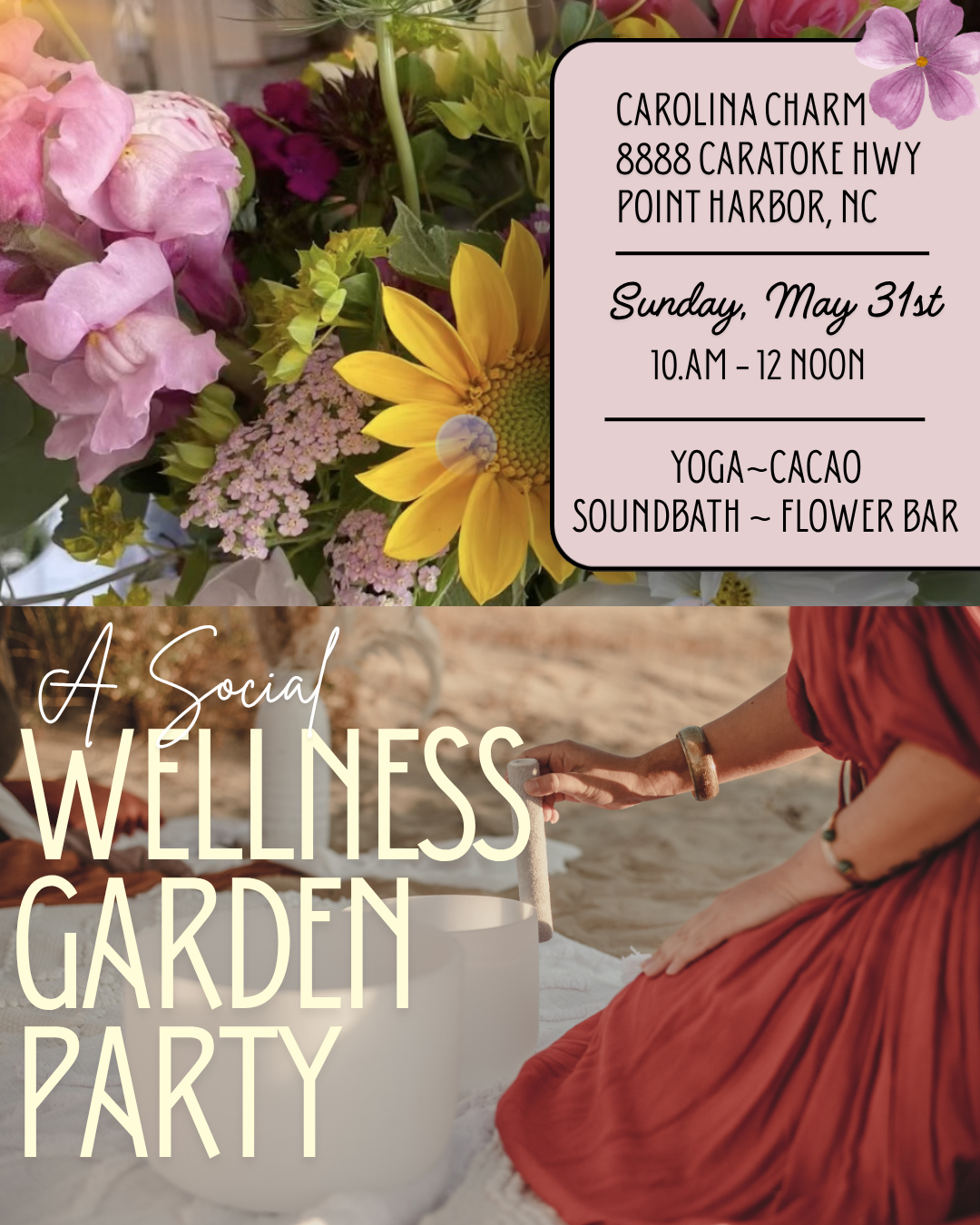 Social Wellness Garden Party - Yoga, Sound Bath & Flower Bar