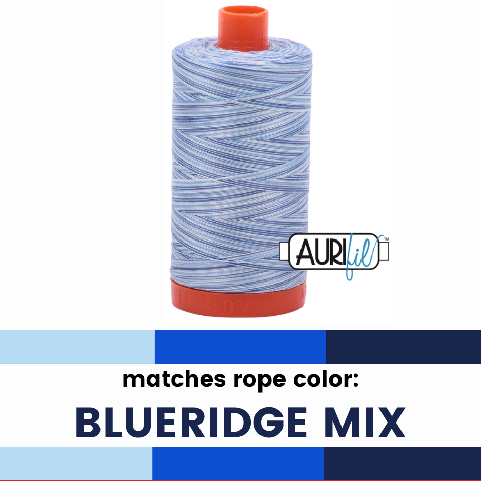Blueridge Mix - 50wt Aurifil Thread - Colorful Rope Match