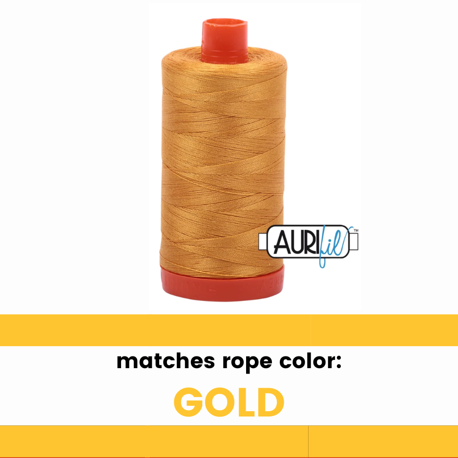 Gold - 50wt Aurifil Thread - Colorful Rope Match