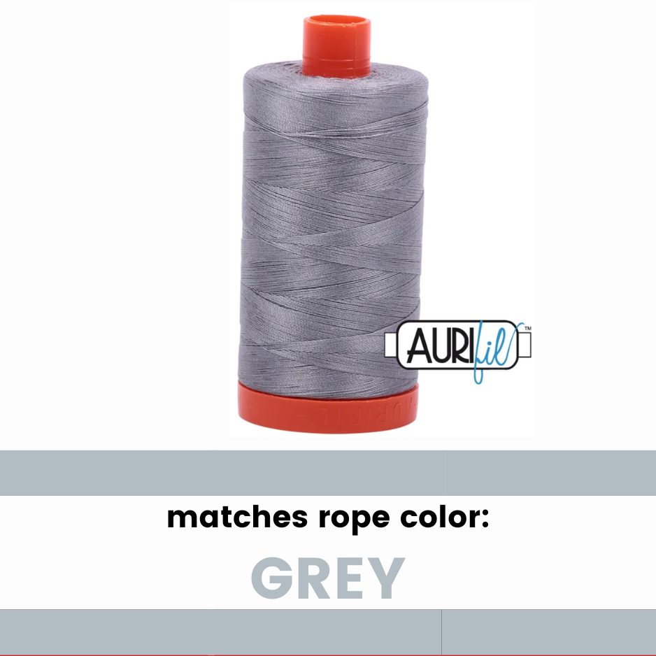 Grey- 50wt Aurifil Thread - Colorful Rope Match