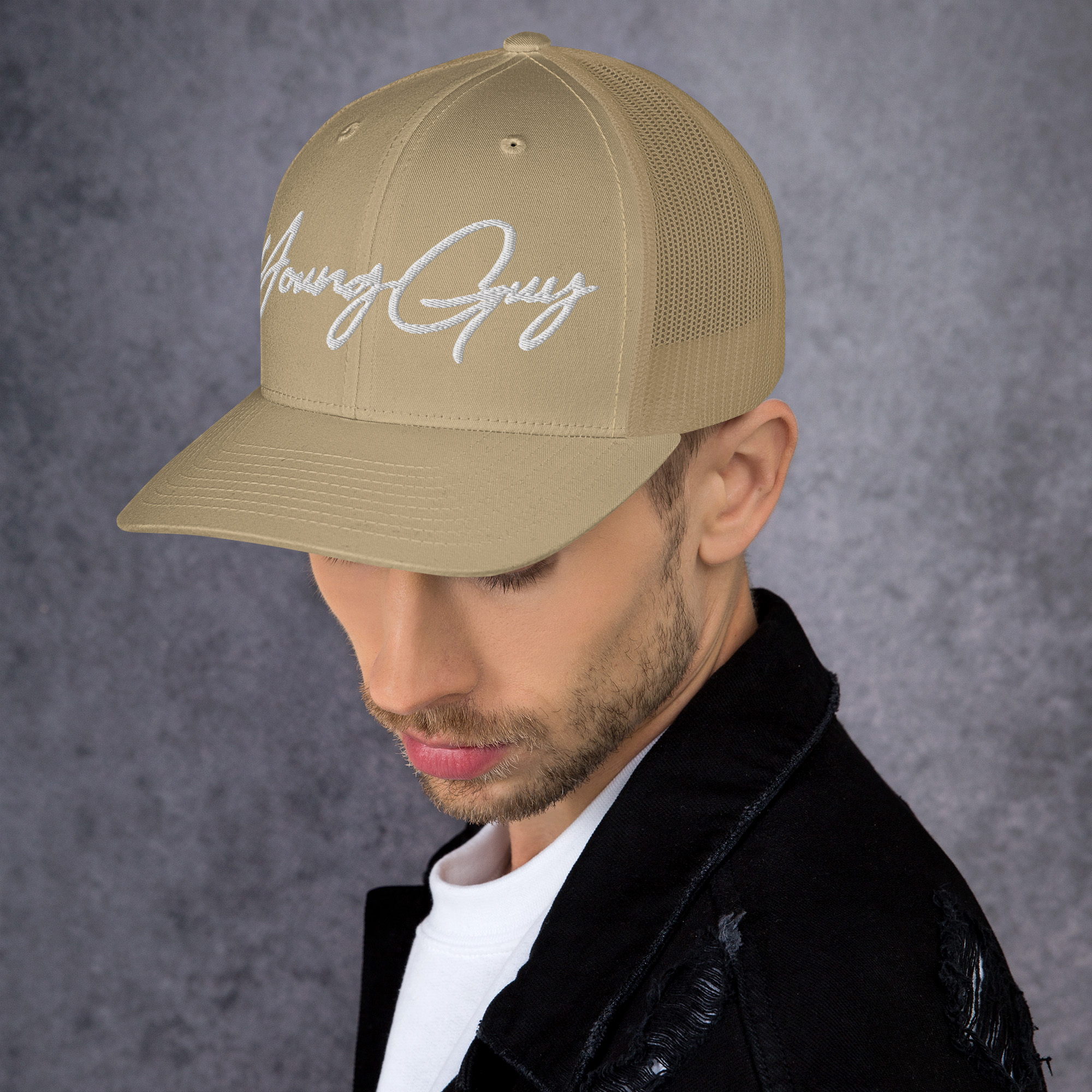 retro-trucker-hat-khaki-left-6680eecd25e7f.png