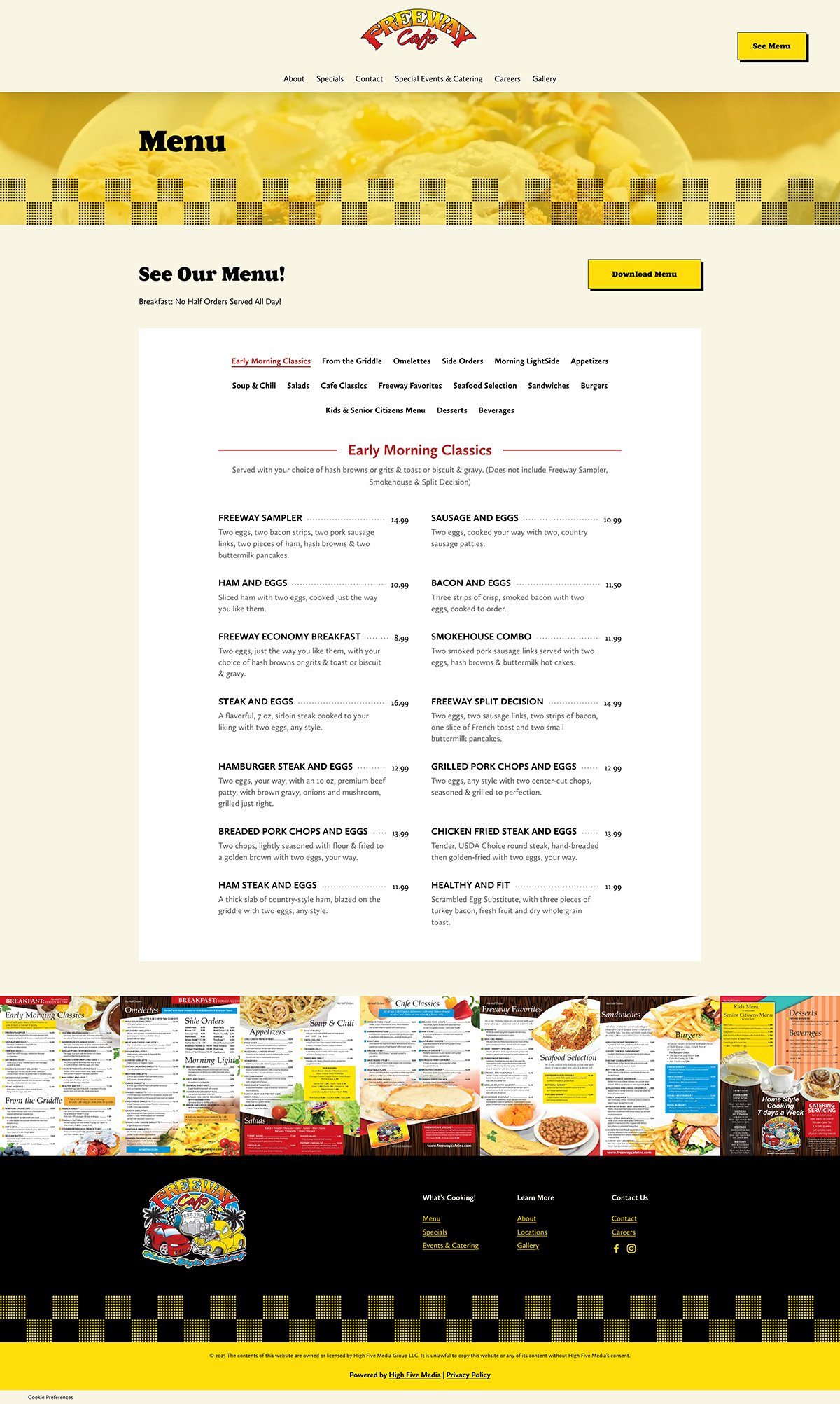 Freeway Cafe - Menu Page