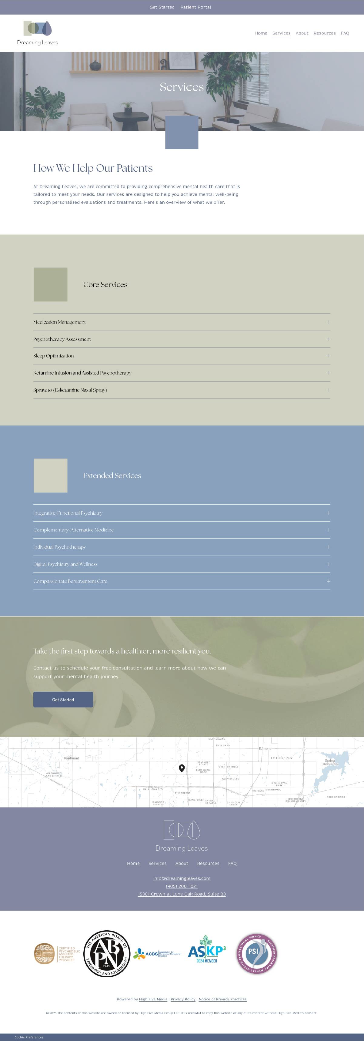 Dreaming Leaves - Services Page