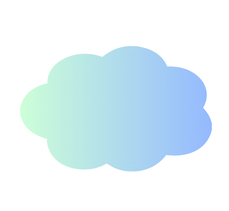 A gradient-colored, stylized cloud icon with soft, rounded edges.