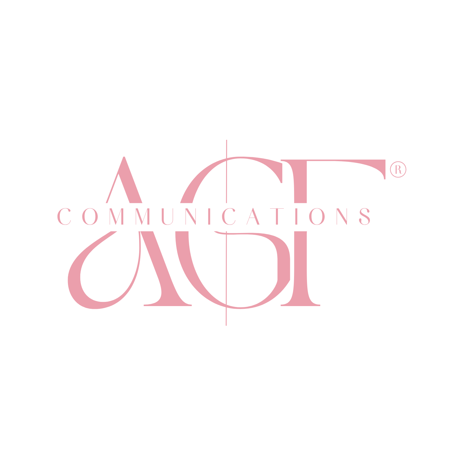 Logo with pink text reading 'ACT Communications' in a stylized font