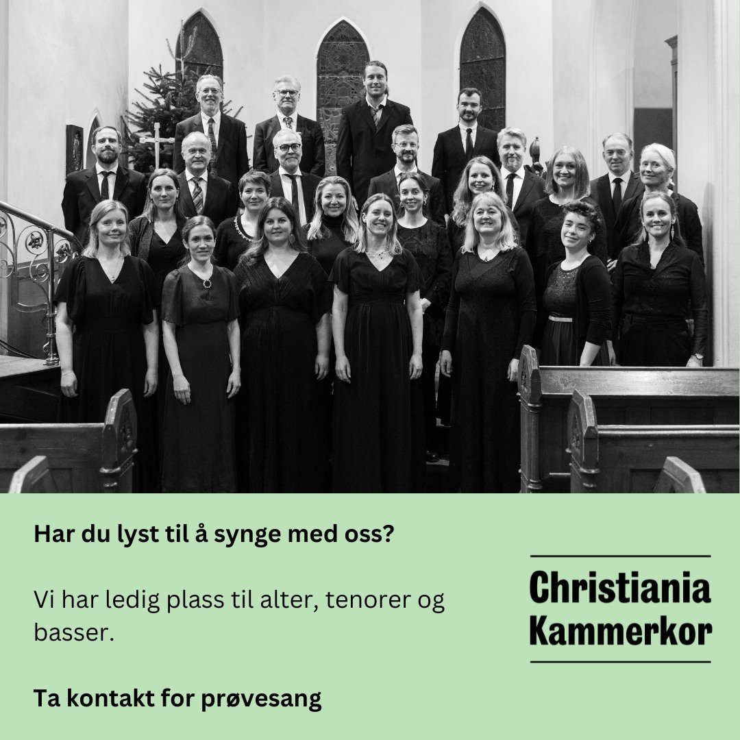 🎵 Har du lyst til å synge i et ambisiøst kor som har fokus på hyggelig fellesskap og musikalske utfordringer?
Har du en god stemme, et godt gehør og gode notelesningsferdigheter?
🎶 Vi har plass til flere alter, tenorer og