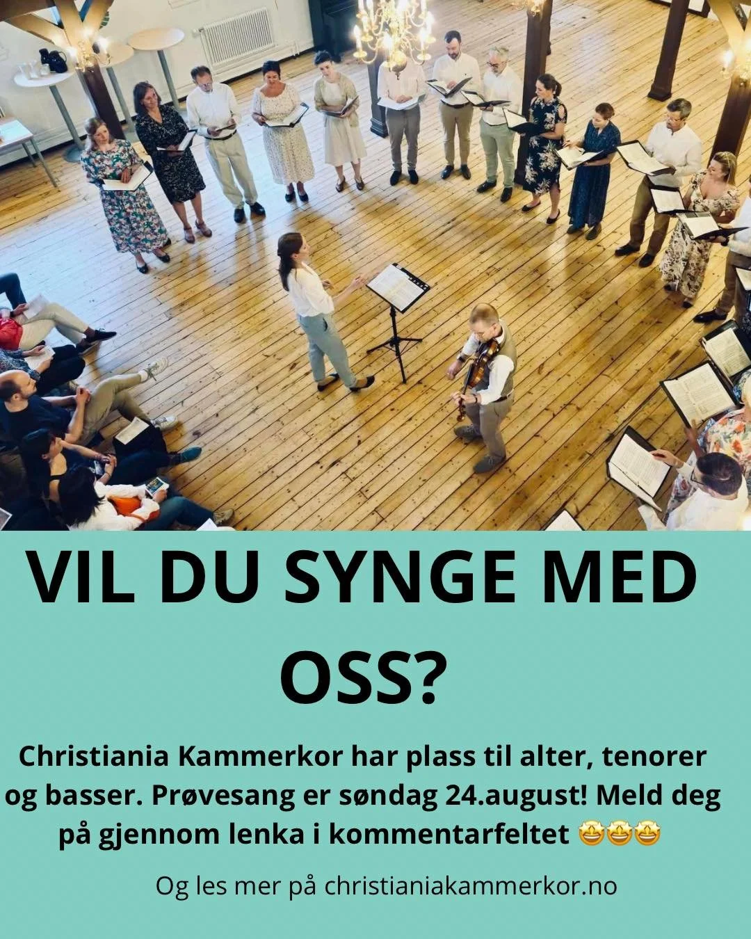I går startet vi endelig semesteret med åpen øvelse, med besøk av flere som vil prøvesynge for oss. Det kan du og!
Se lenke i kommentarfelt for påmelding ⬇️