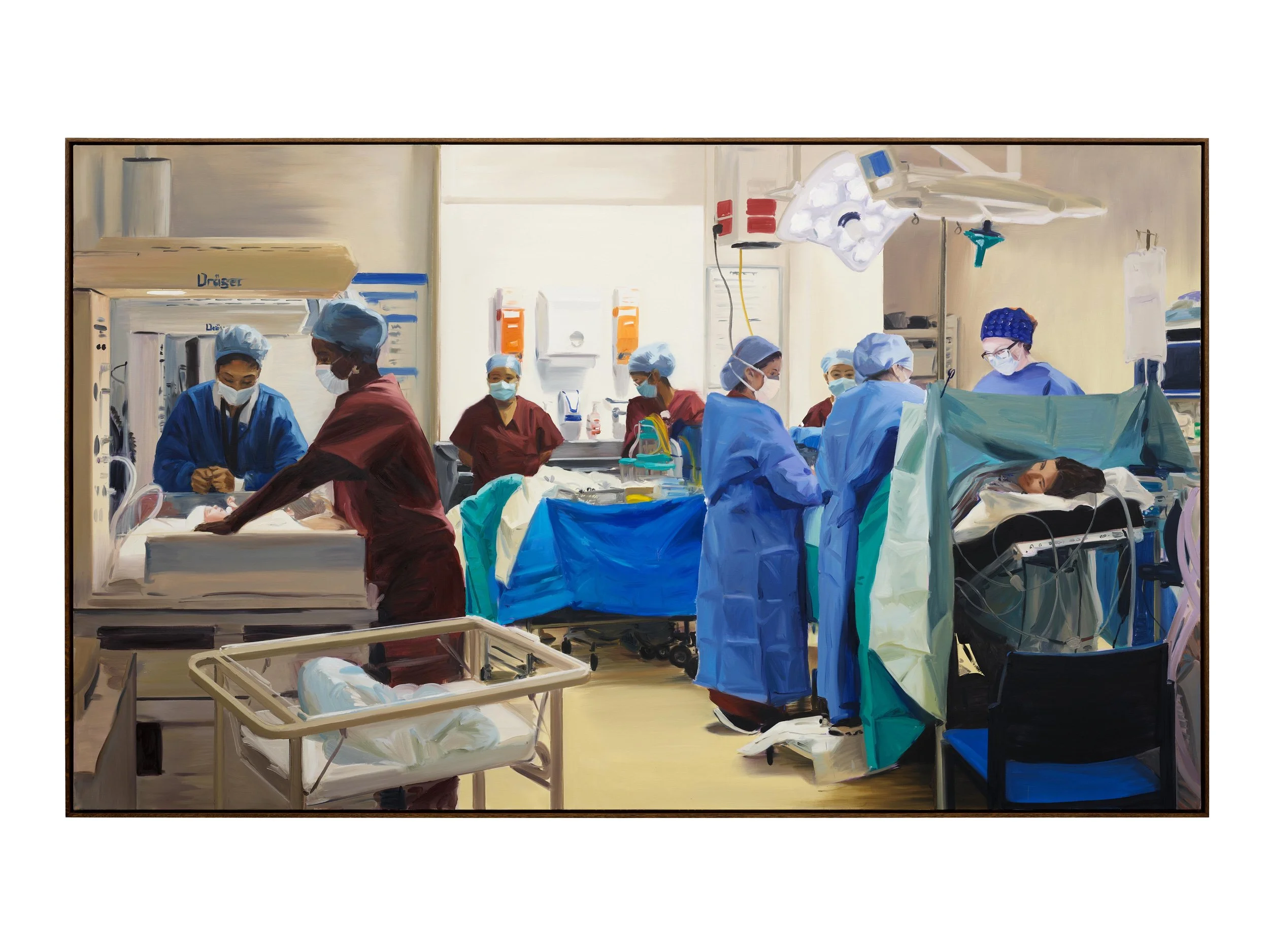 Theatre, 2021 | Oil on linen | 200 x 340 cm | © Caroline Walker. Courtesy the Artist; GRIMM, Amsterdam/New York/
London; Ingleby Gallery, Edinburgh; and Stephen Friedman Gallery, London and
New York. Photo: Peter Mallet