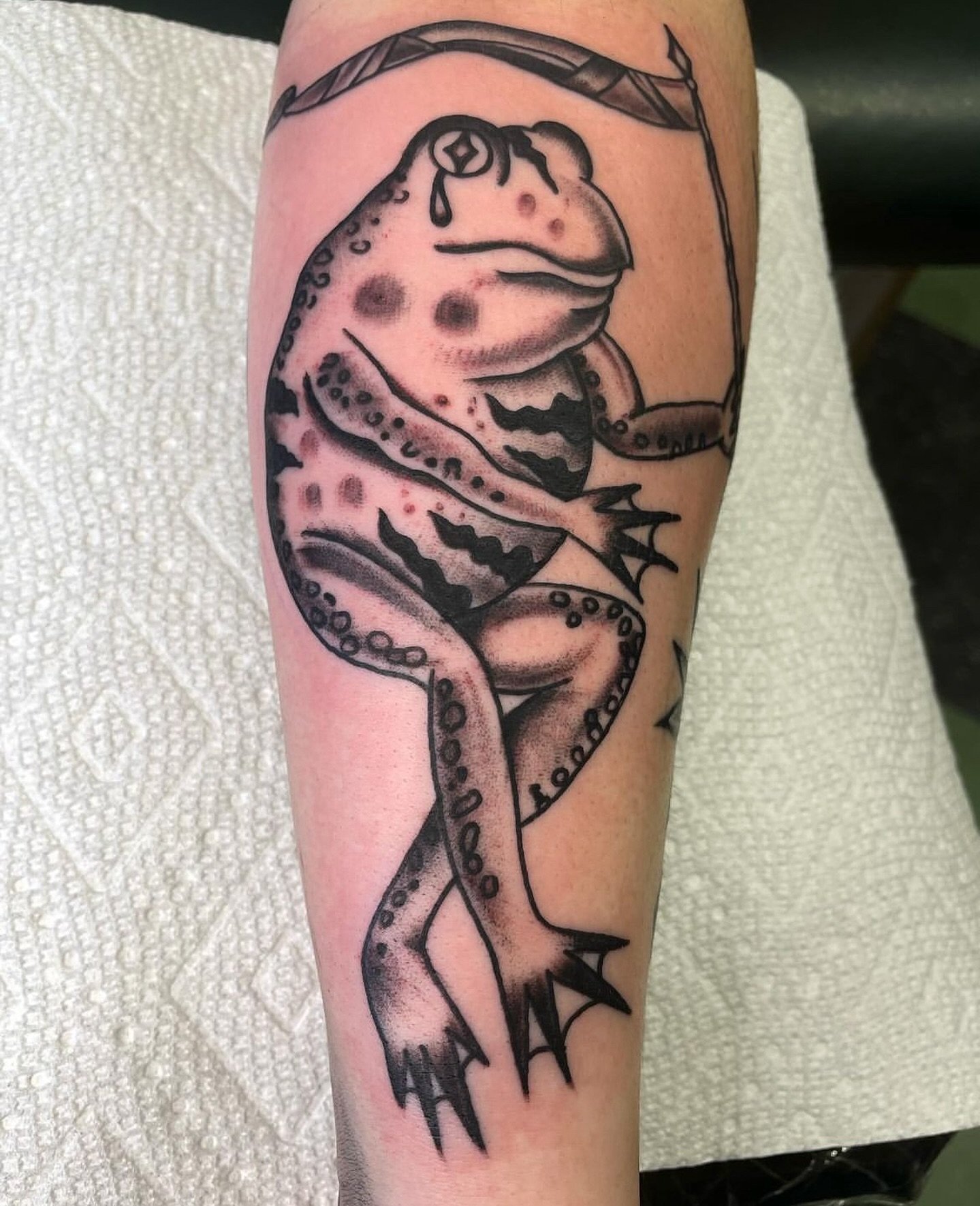 Something ribbiting from @jakeyliketattoo! If you&rsquo;re ready for something new, hop on by the shop to see him.