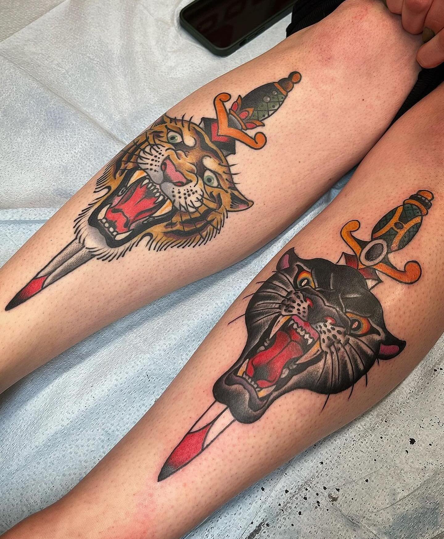 Double trouble from @mattcrary_tbobs. One big ol kitty healed and one new! If you&rsquo;re ready to get your paws on something new, stop on by the shop or message him at 314-940-3050 to set something up.