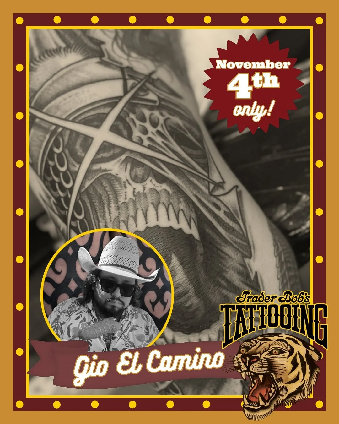 Mark your calendars for November 4th! Coming to us all the way from Austin, Texas, we&rsquo;ve got Gio El Camino (@milkrituals) guesting for one day only! Gio will be taking walk ins all day, or DM him to set up an appointment.