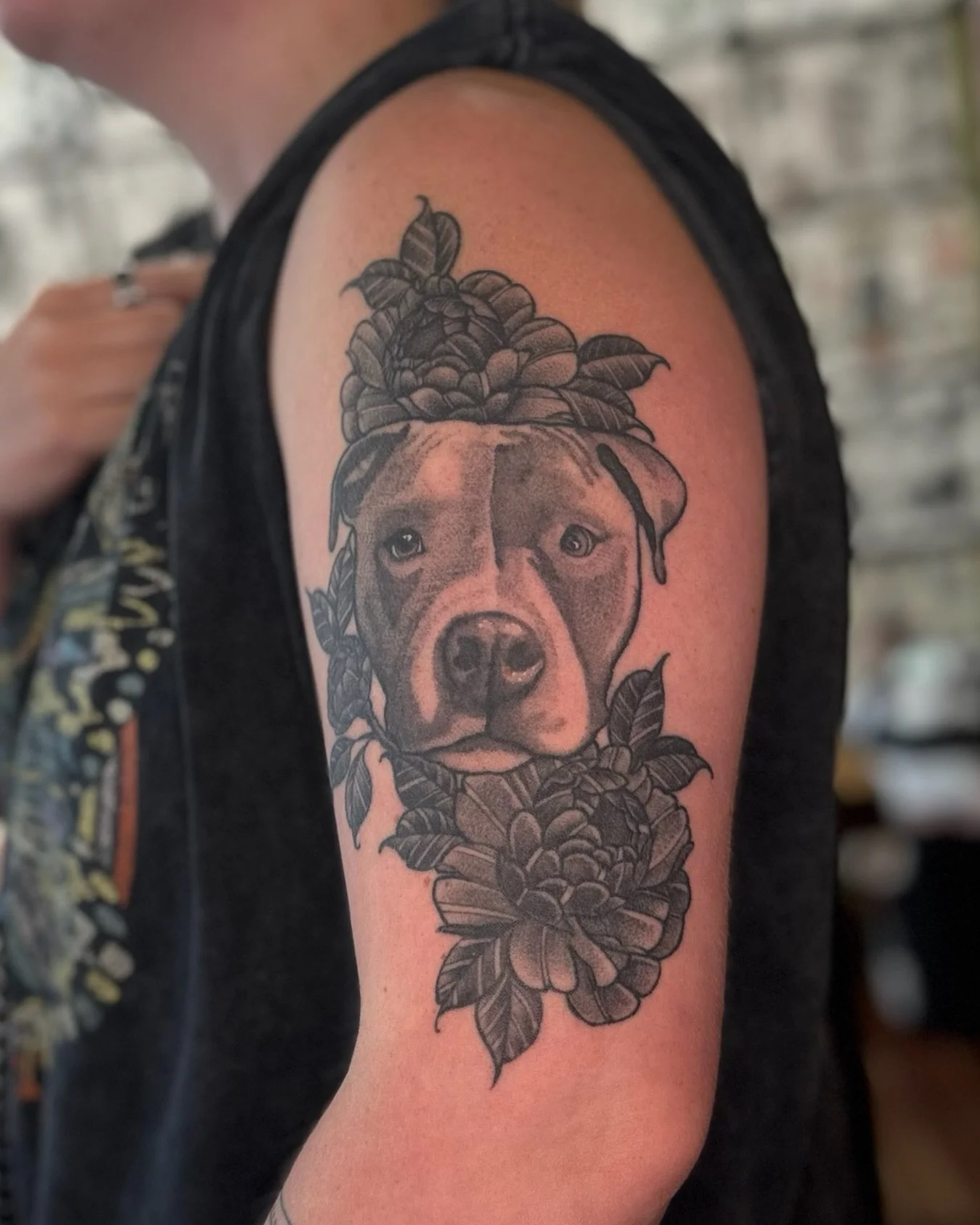 Beautiful black and gray pet portrait by @augustjonestattoos 🐾
Hit up August directly for an appointment, or stop by the shop for a walk-in!