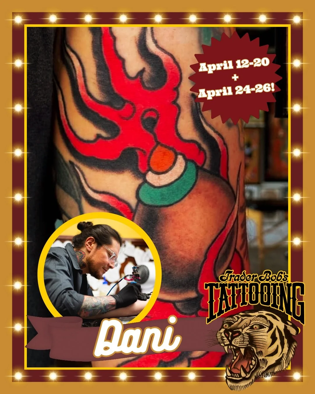 This April, welcome back friend of the shop @animalpp! Dani will be with us from April 12th through 20th, and again April 24th through 26th. 
Send a message Dani&rsquo;s way to set up an appointment! 🔥