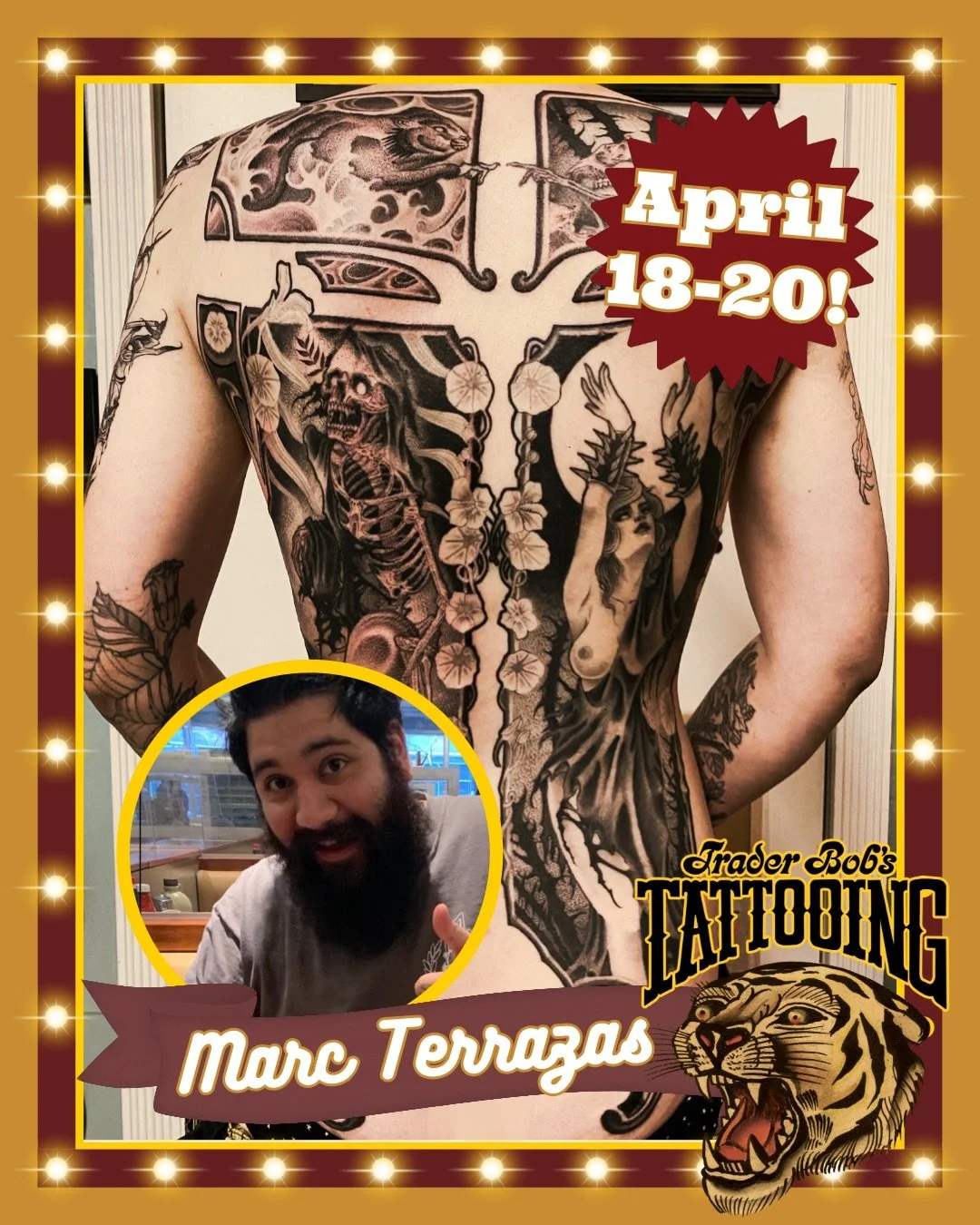 @disfigured_organs will be with us in the shop April 18-20! Send Marc a DM or email terrazastattoos@gmail.com to set an appointment up for this weekend! 💥