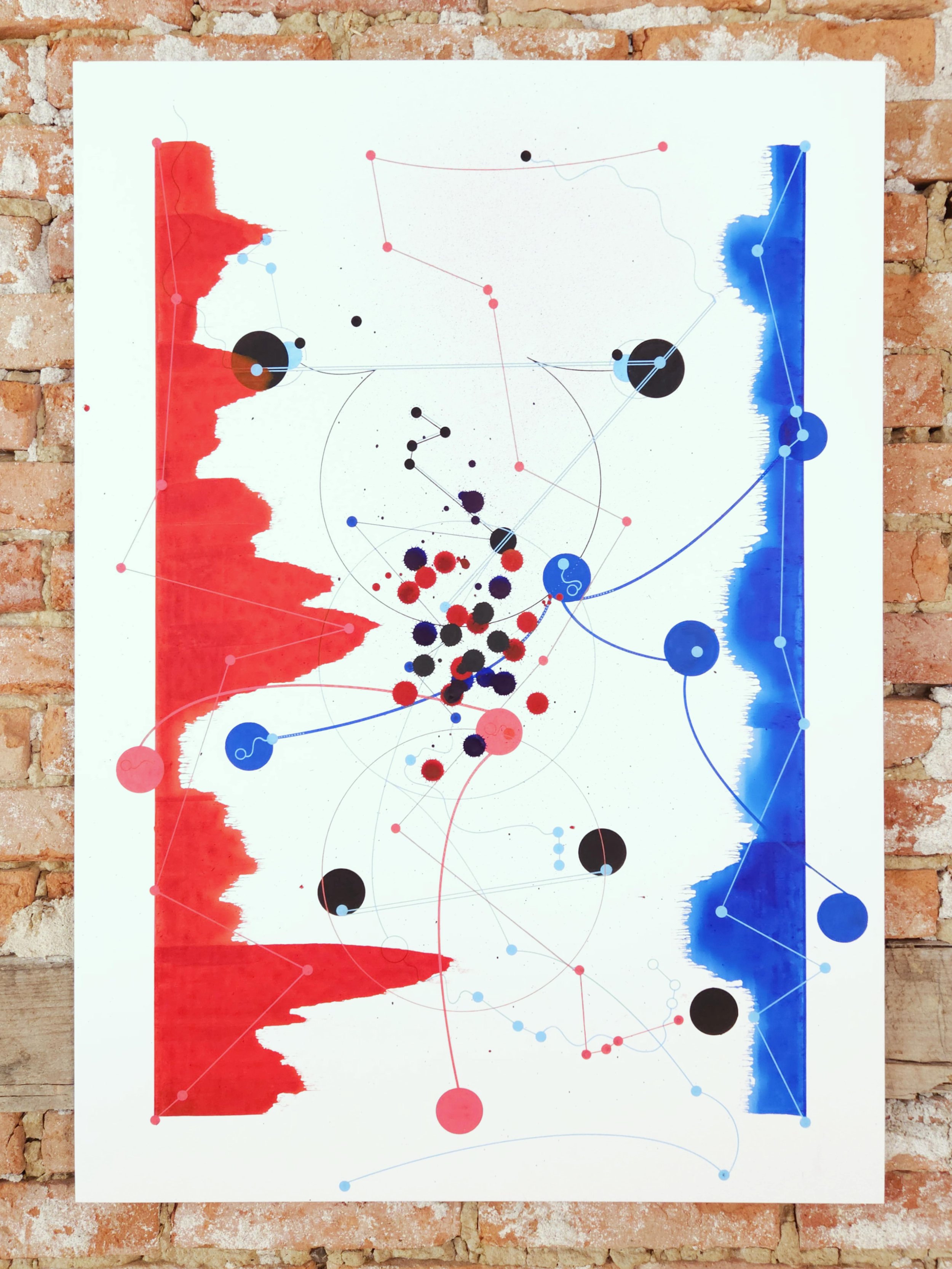 Kyle Egret, Visual Sonata - Movements in Red and Blue, drawing ink on passepartout, 70x 50 cm - 1700 €-min.jpg