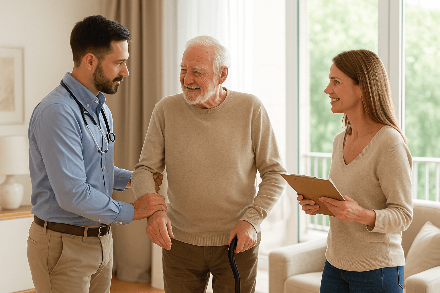 In-home physical therapy assessment for an older adult with memory loss.