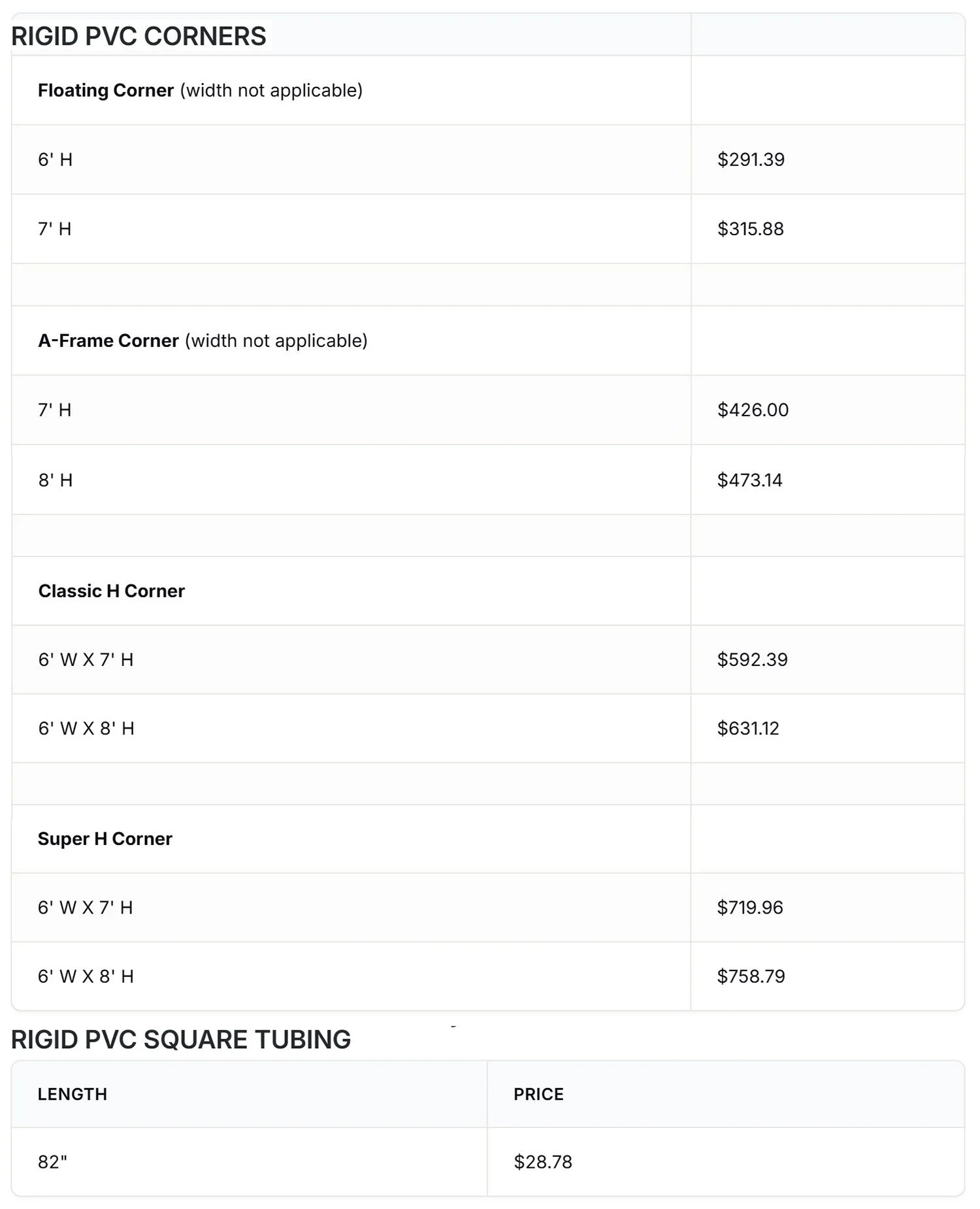 A price list for various fencing and electrical products, including step-in posts, electric netting, fencing wire, braid, and steel polywire, with retail prices and catalog references.