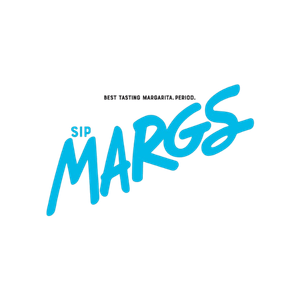 Letterpress logo with the words 'SIP MARGES' in blue, stylized font