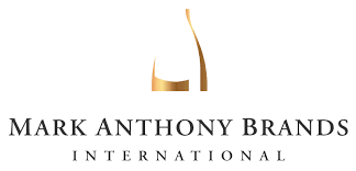 Mark Anthony Brands International logo with gold wine bottle outline.