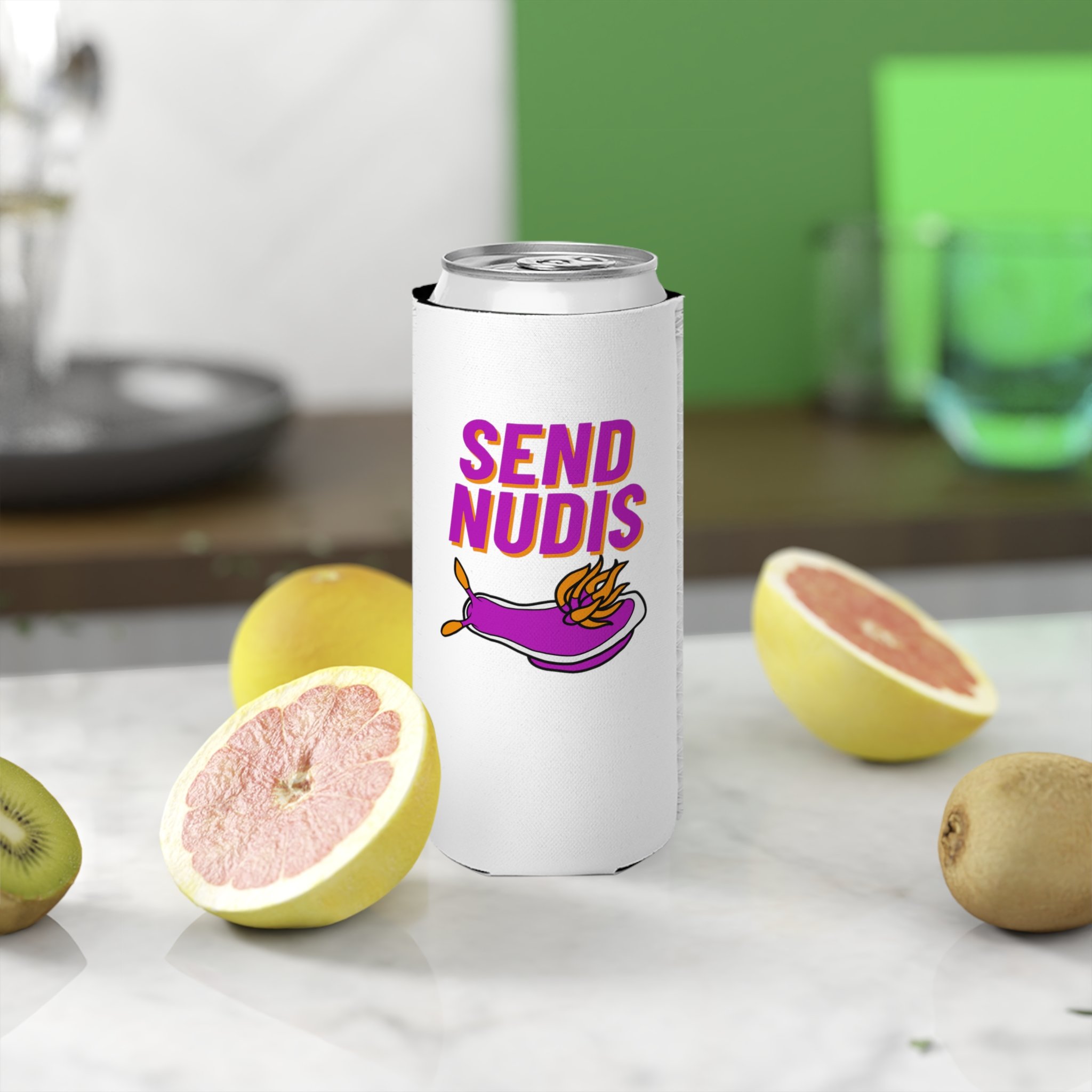 Send Nudis Pink Slim Koozie White.jpeg