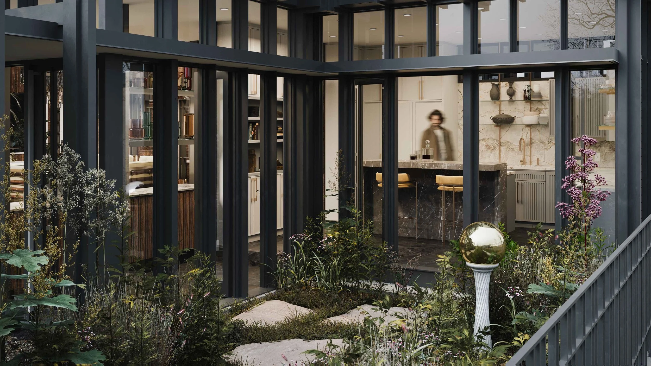 DarKitecture | Cayuga House 05 Kitchen Garden Gazing Ball.jpg
