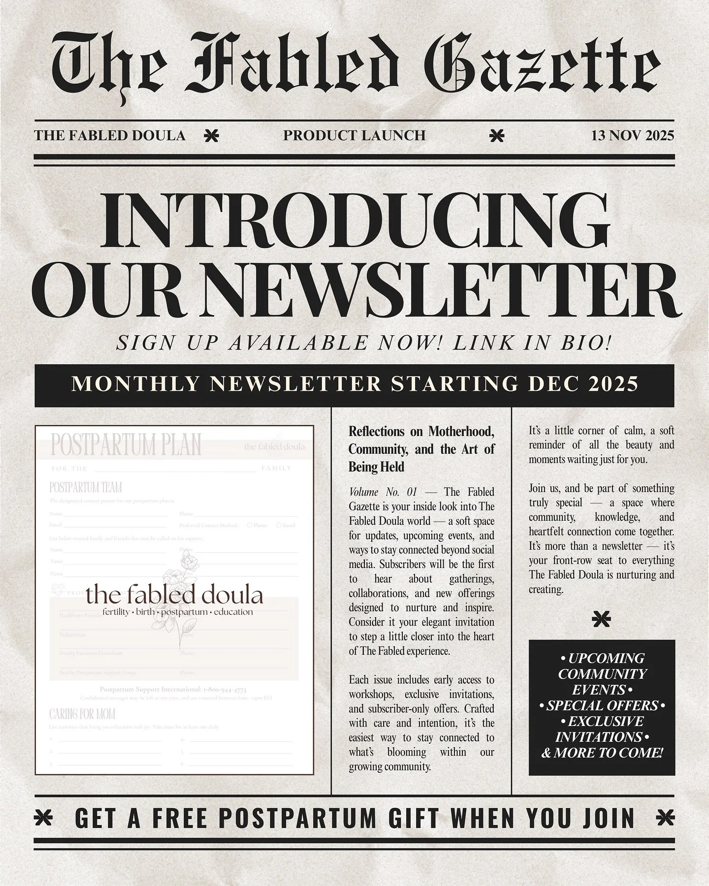 🩶📰 The  Fabled Doula Newsletter 📰 🩶- it&rsquo;s finally here!!! I&rsquo;m so excited to be able to share this with you all 🤍

Go in my Linktree now to join now! Special gift included in first email!👀

Welcome to The Fabled Family 🗞️
__________