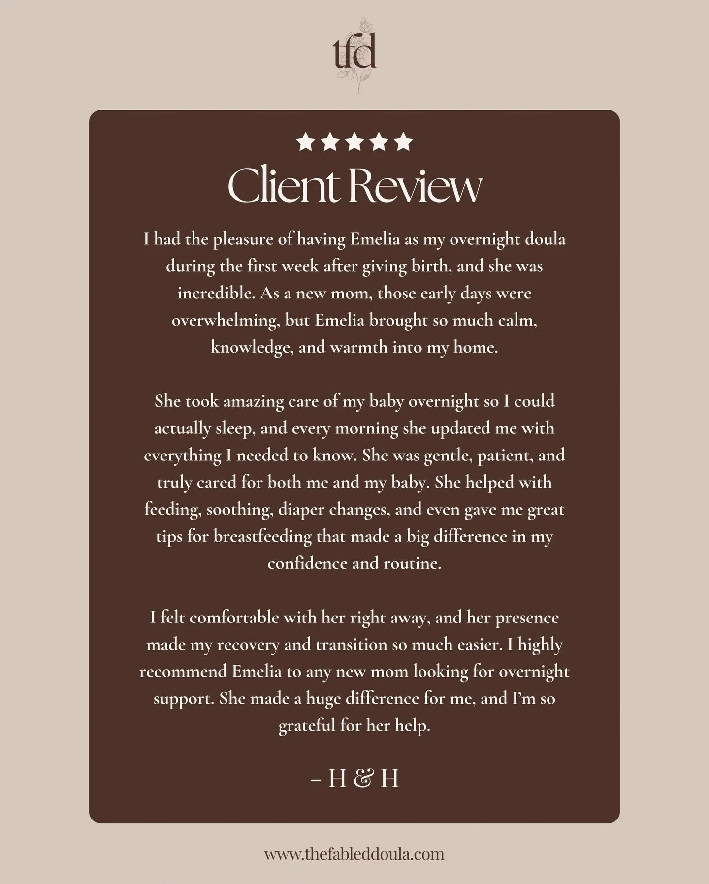 Testimonials always make me emotional 🤎

Supporting women through the tender days after birth is never something I take lightly. Every story shared, every reflection offered, is a reminder of why this work matters so deeply to me.

Thank you for tru