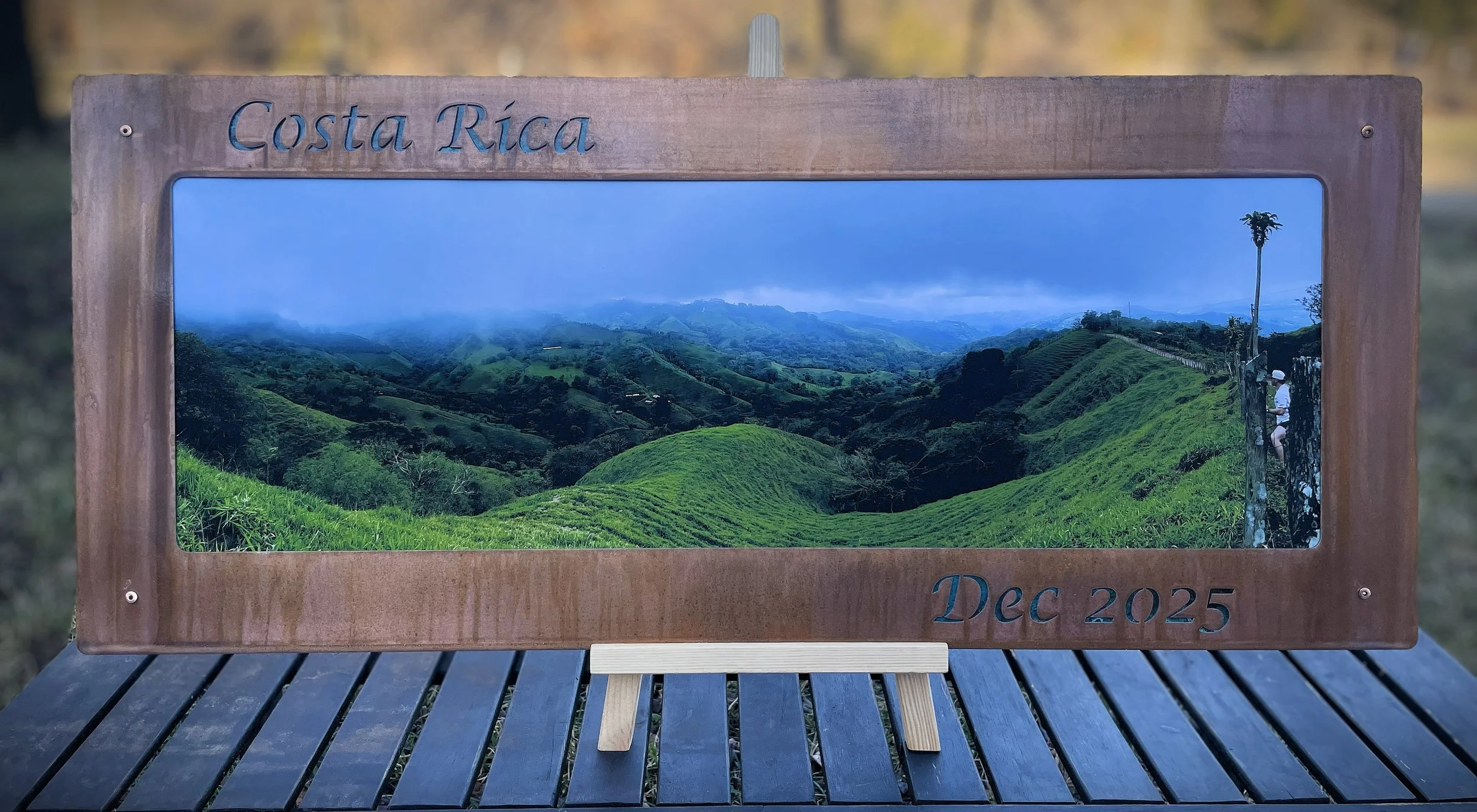 Photo frame. Copper over patina copper with brass rivets.
(I also happened to take this photograph)