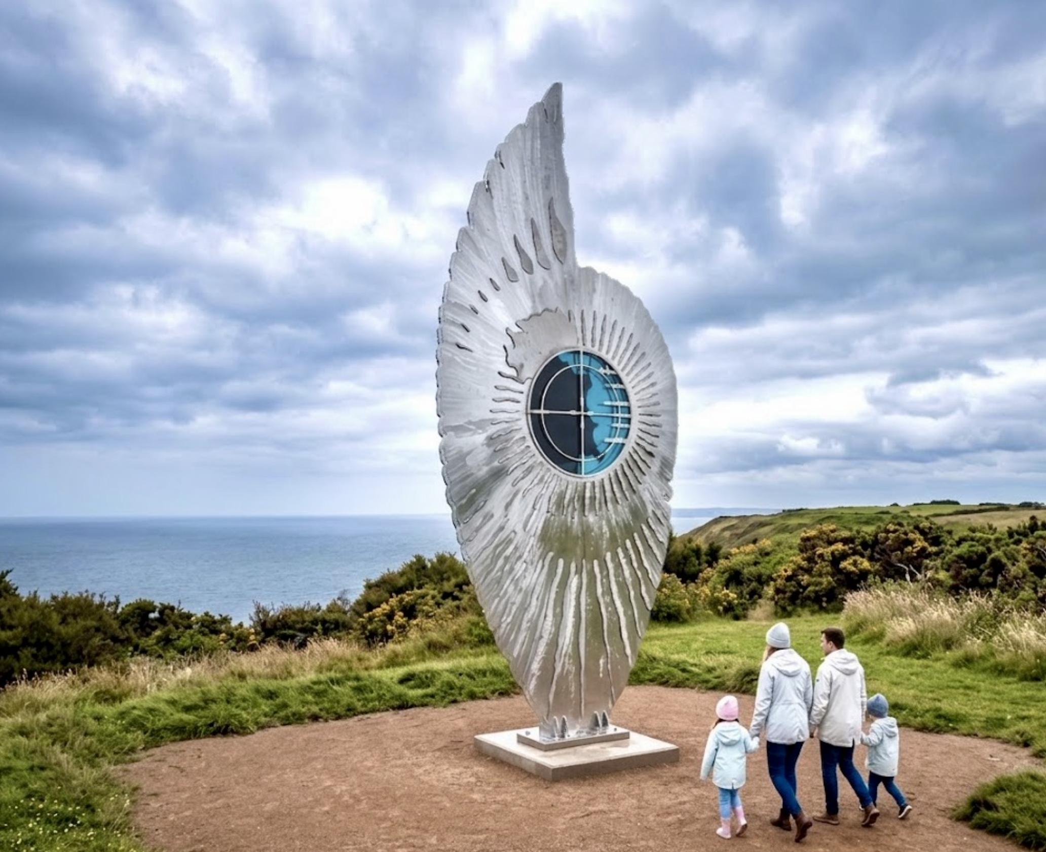 Eye on the Horizon, 2021. Recycled marine alloy, 2K paint - 590cm H x 290cm W x 98cm Deep. Hill 60, Port Kembla, City of Wollongong.