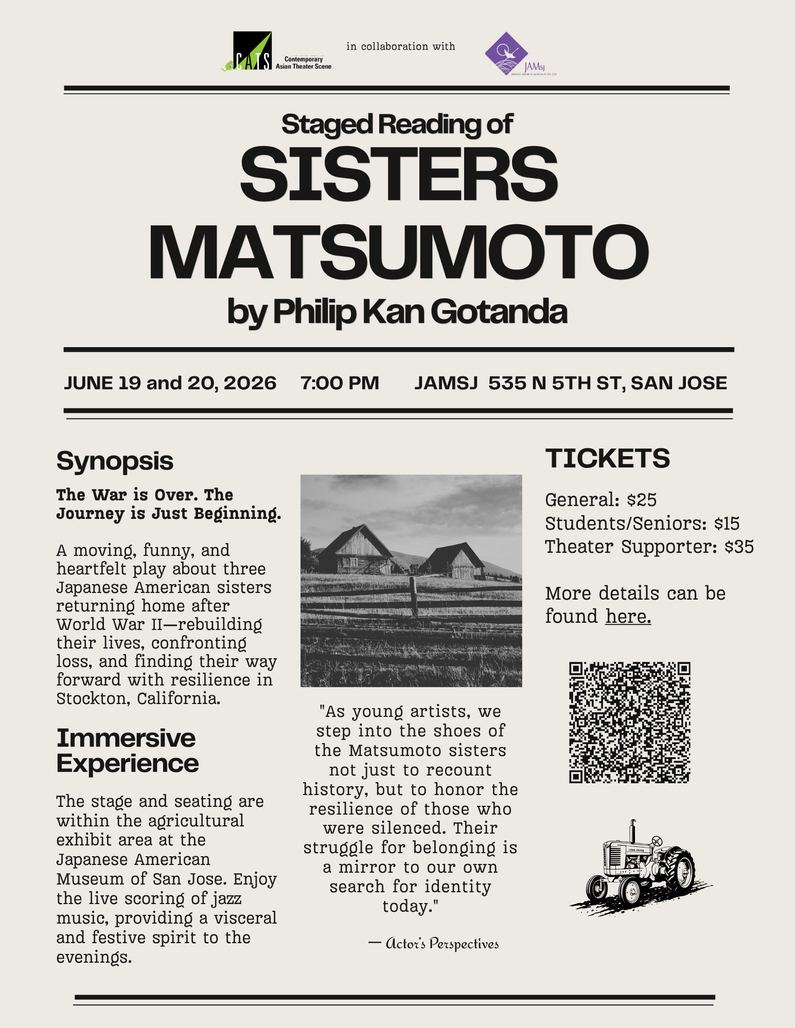 Staged Reading of Sisters Matsumoto by Philip Kan Gotanda