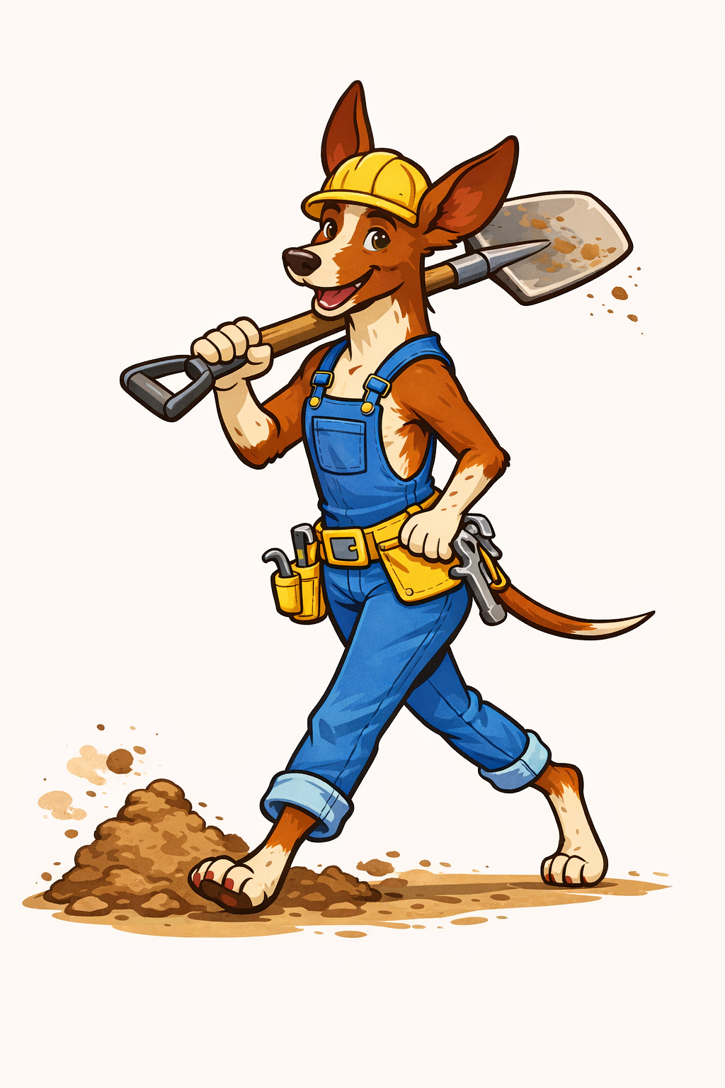 Bauarbeiter Hund mit Schaufel.png