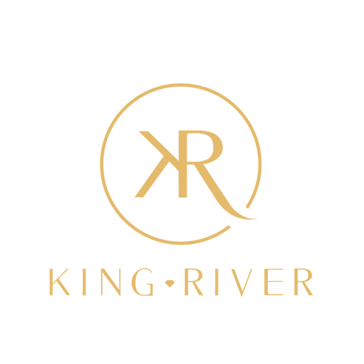 Gold logo with the initials 'KR' inside a circle and the words 'KING RIVER' beneath.