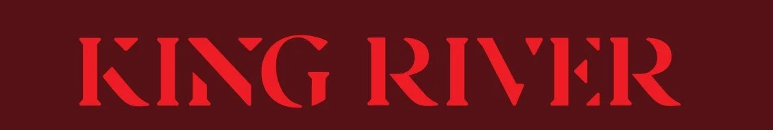 Red text on a dark background reads "KING RIVER" in stylized font.