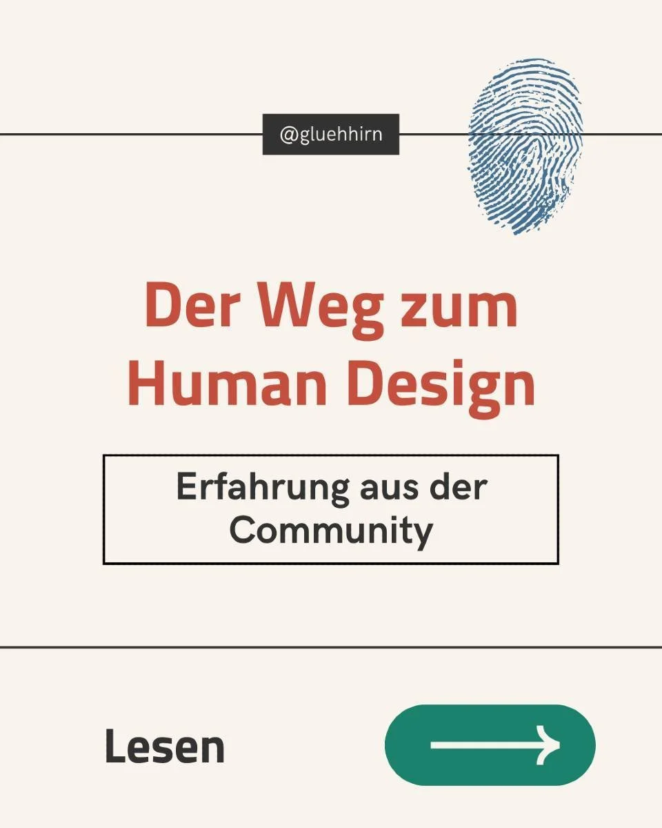 Faszination Human Design 🔮

In den letzten Tagen und schon vor ein paar Monaten unterhielt ich mich mit jemandem aus der Community &uuml;ber das Thema Human Design. Ausl&ouml;ser war damals mein Post &ldquo;Human Design - Dein Fingerabdruck des Univ
