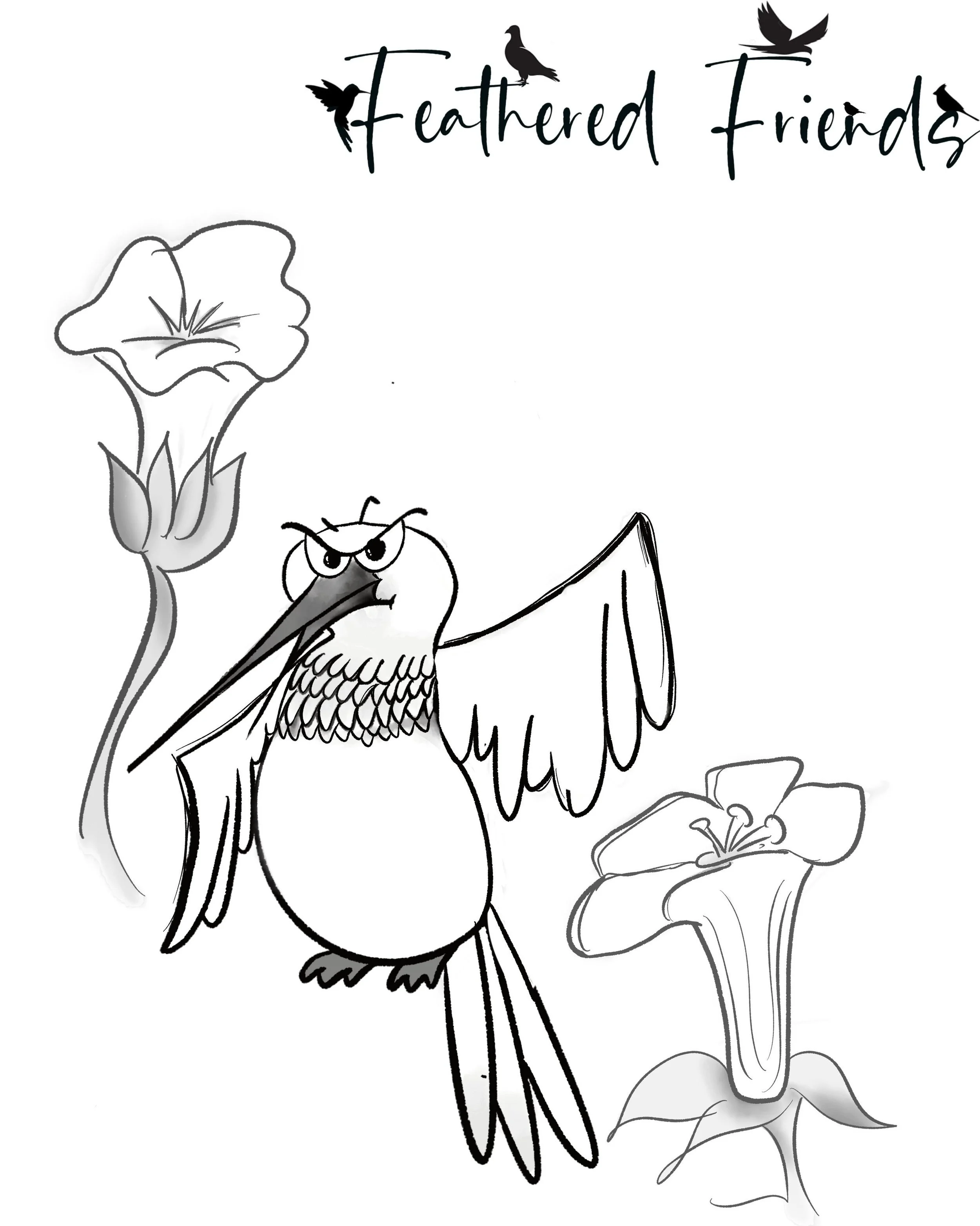 Coloring Page 2 - Spike with Flowers