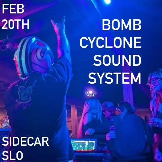 The Bomb Cyclone Sound System is assembling once again at @sidecarslo 💣💥🌀

This Friday night at 9PM ⚡️🪩

Enjoy phat beats being flipped all night long with the full range sound of the BCU 🔥

#thebandisadj #sanluisobispo #sidecar