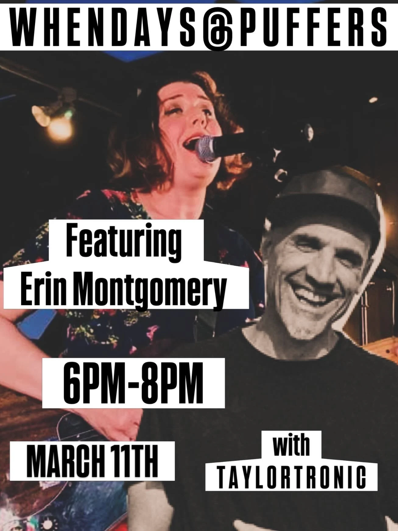 Puffers of Pismo presents:

W H E N S D A Y S @ P U F F E R S
w/ Taylortronic 

This week is featuring local legend @erinternitup 

You&rsquo;re not gonna want to miss this! 

It&rsquo;ll be a fantastic night showcasing the wonderful local talent the