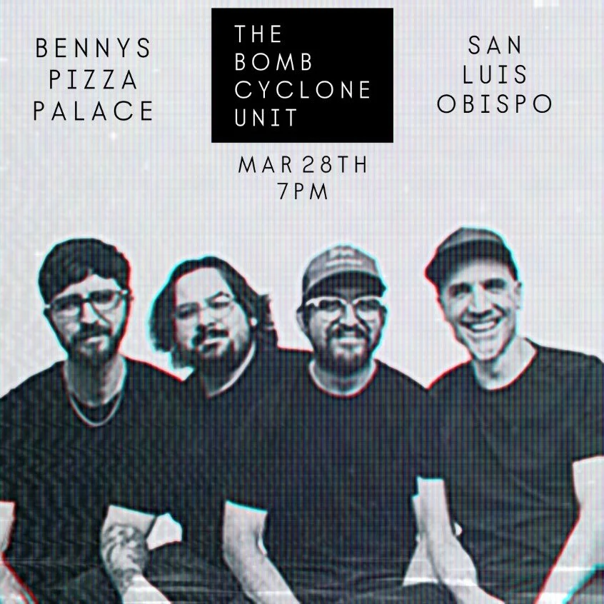 Bennys Pizza Palace &amp; Social Club presents:

⚡️THE BOMB CYCLONE UNIT⚡️

Back for another helping of phat beats and pizza 🌀💥

Grab your buddies and get yourself ready for a good time 🍕🍻🪩

Saturday March 28th @ 7PM ‼️

#thebandisadj #sanluisob
