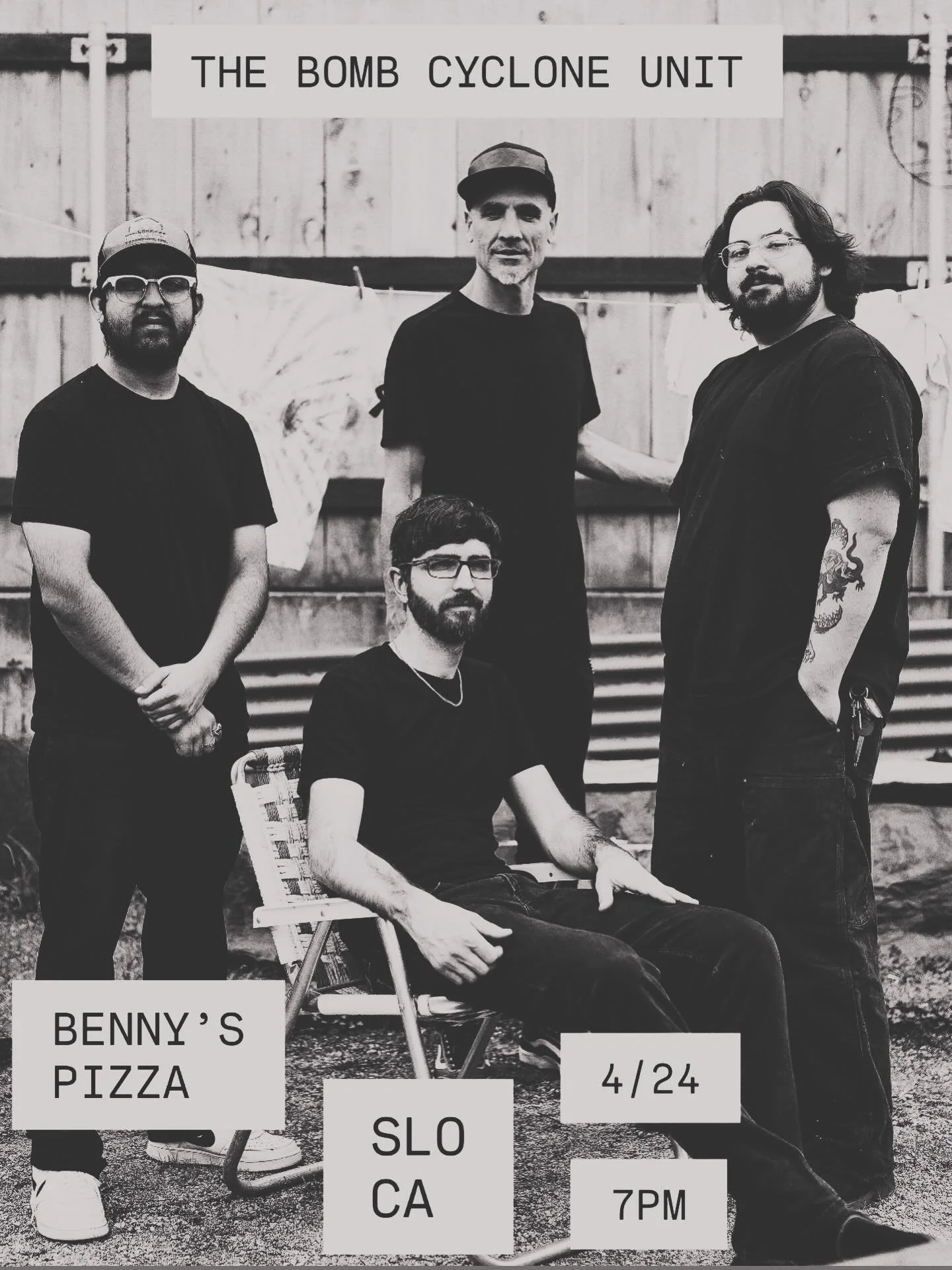 BENNYS SOCIAL CLUB PRESENTS: 

THE BOMB CYCLONE UNIT

Friday the 24th at 7PM the BCU is back at @bennyspizzaslo for another round of off the cuff live selections 🌀💥

Tell your friends to meet you at Bennys for a good time 🍕🍻