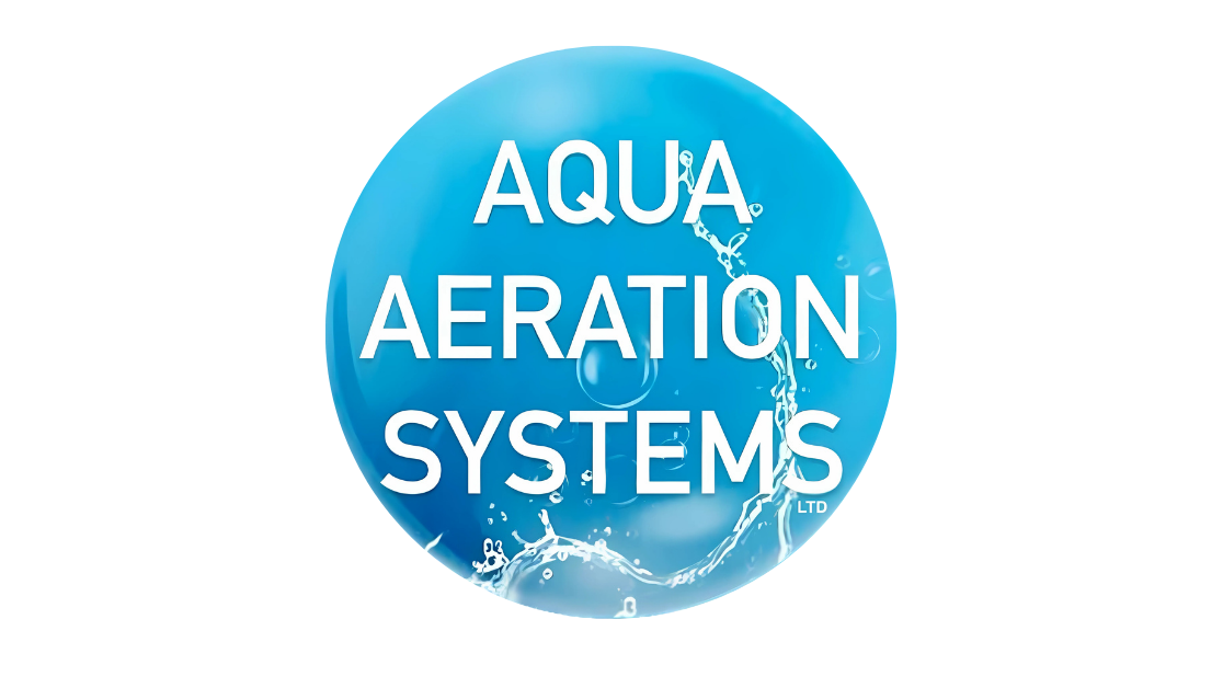 A circular logo for Aqua Aeration Systems with a blue water background and white text.