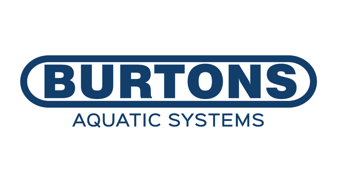 Logo for Burtons Aquatic Systems in dark blue text with a rounded border around 'Burtons' and 'Aquatic Systems' written underneath.