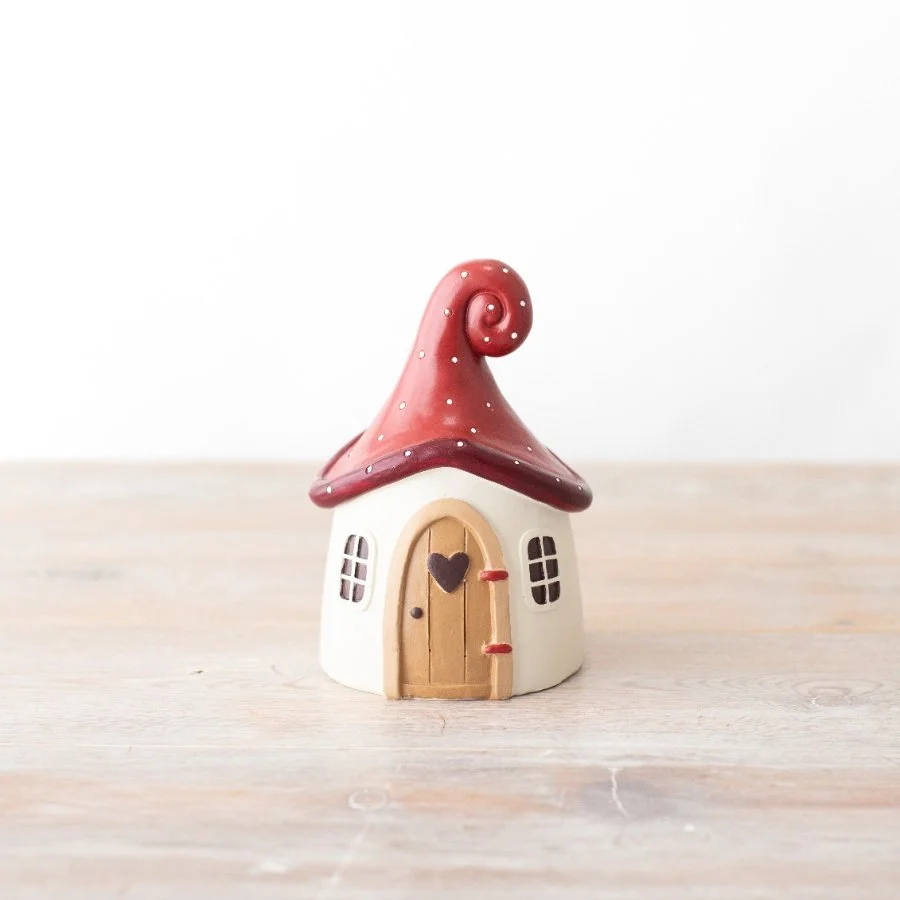 Polyresin Mushroom House Ornament