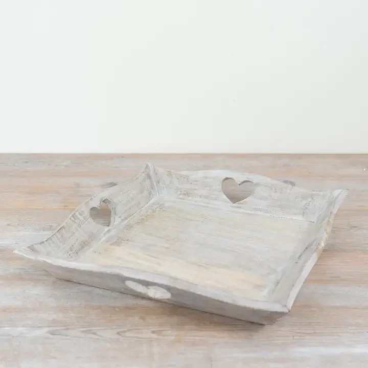 Rustic Wooden Heart-Cut Tray