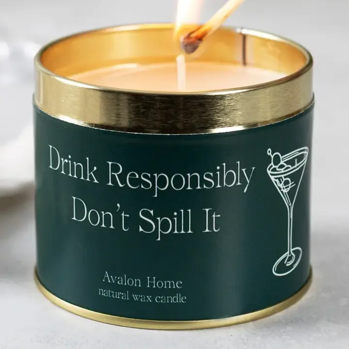Drink Responsibly Tin Candle