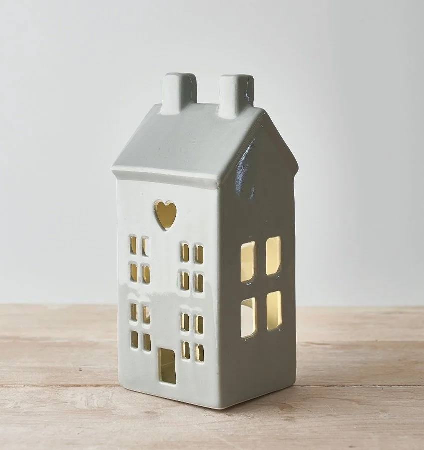 Heart Grey House T-light Holder (Large)